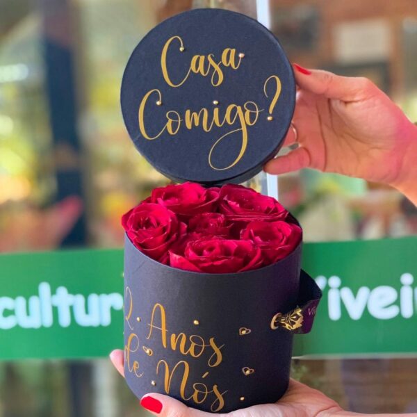 Caixa P Somente Rosas - Casa Comigo? - Com personalização